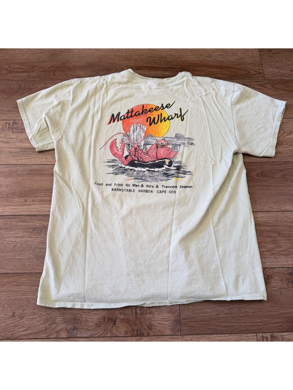 Vtg Mattakeese Wharf Cape Cod Lobster T Shirt Large Green
